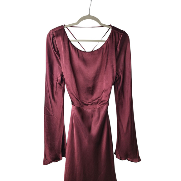 Shona Joy Elia Open Back Tie Mini Dress Burgundy US Size 10 NWT - Picture 5 of 12